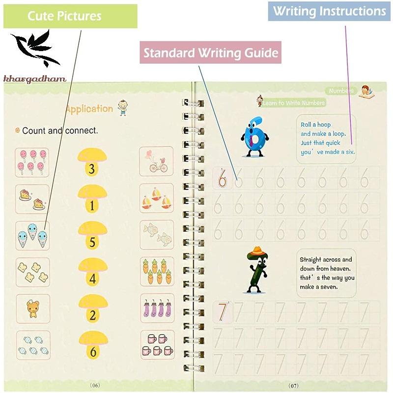 Magic Practice Education Copybook (4 Books) + 1 Pen (10 Refills) Free