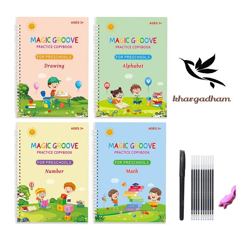 Magic Practice Education Copybook (4 Books) + 1 Pen (10 Refills) Free