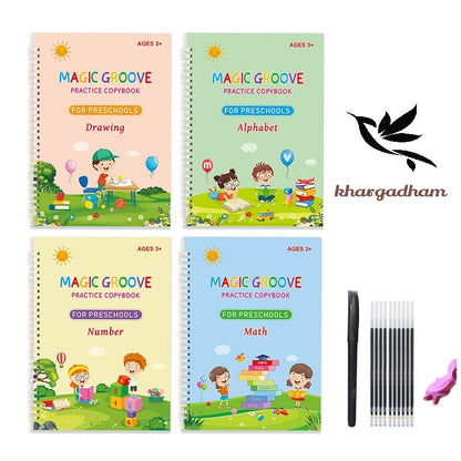 Magic Practice Education Copybook (4 Books) + 1 Pen (10 Refills) Free
