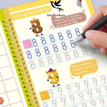 Magic Practice Education Copybook (4 Books) + 1 Pen (10 Refills) Free